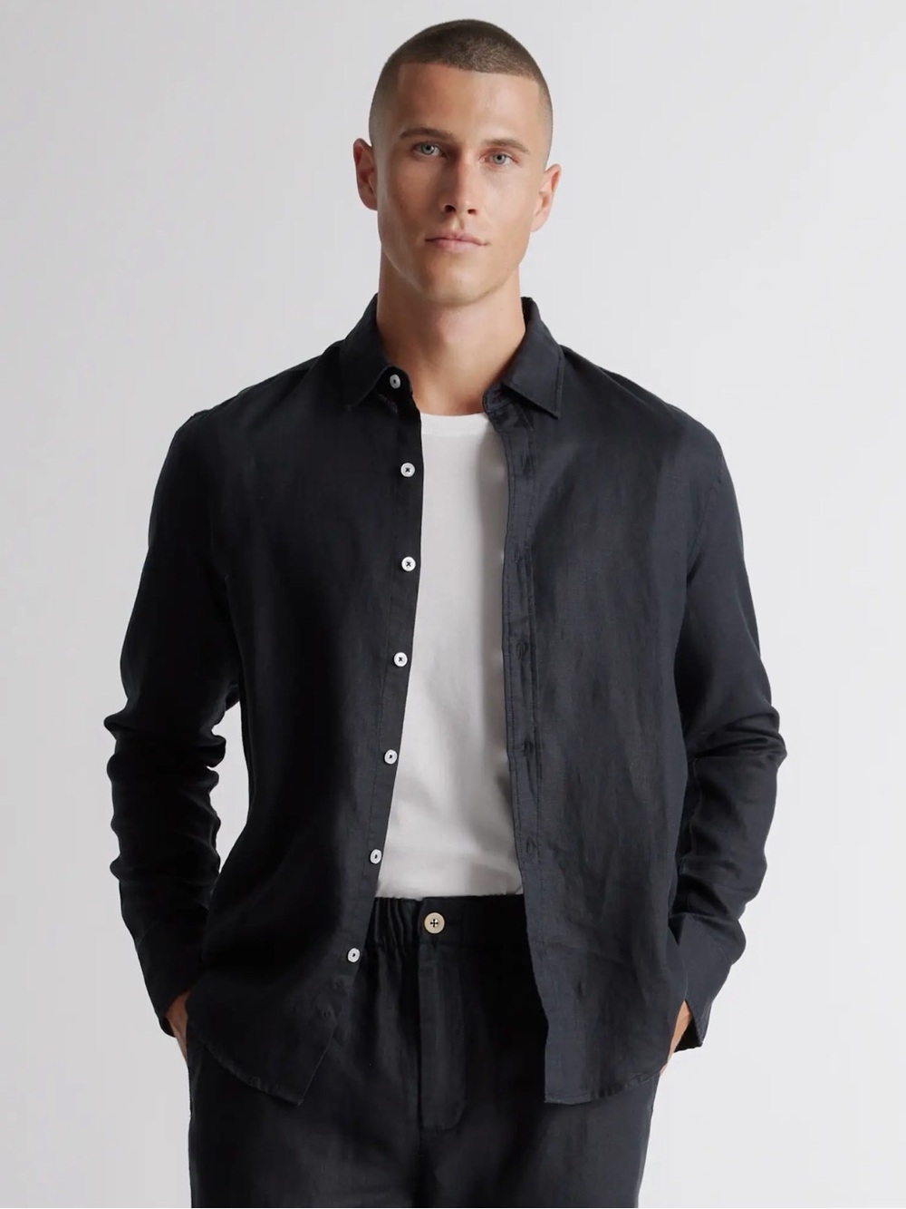 Quince 100% European Linen Relaxed Long Sleeve Shirt Size XL